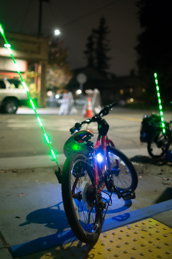 Parked bike with bike light