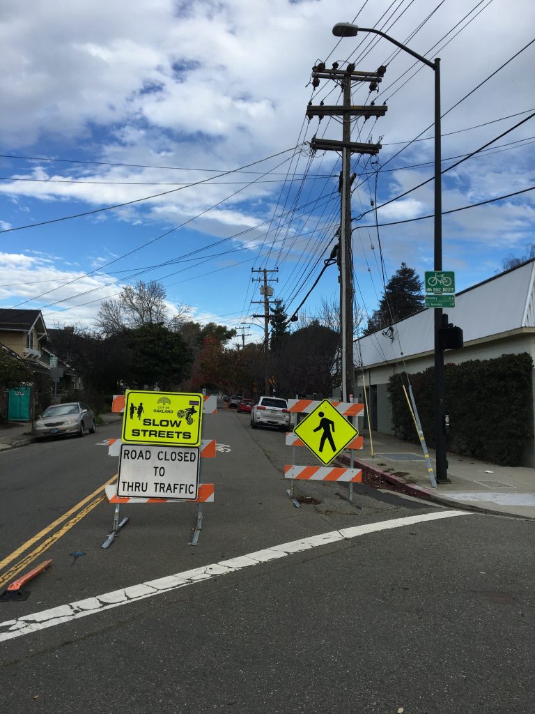 Oakland Slow Street Sign with Scraper Bike