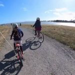 Riding on the gravel paths of Berkeley's Brickyard Cove Park