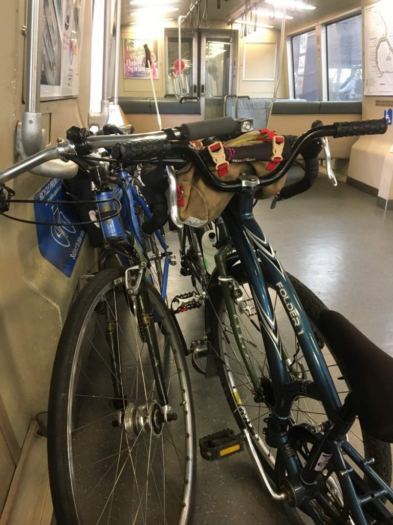 Bikes and trail-a-bike on BART
