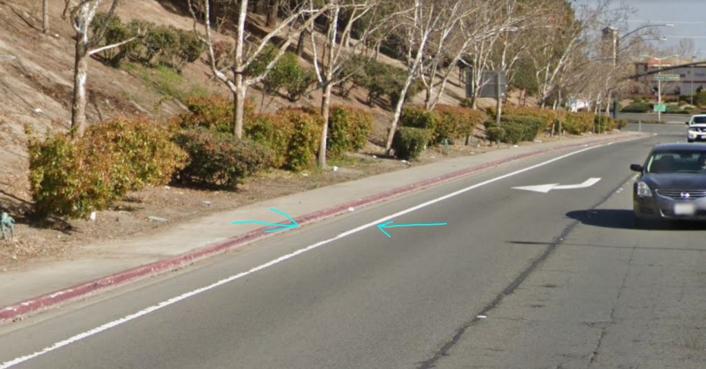 Hillcrest Ave Bike Lane in Antioch (image from Google Street View)
