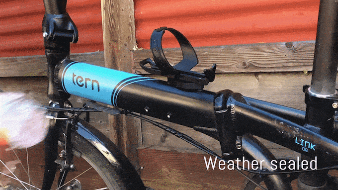 The Bike Sight is weatherproof, to protect your AirTag from water ingress while on your bike"