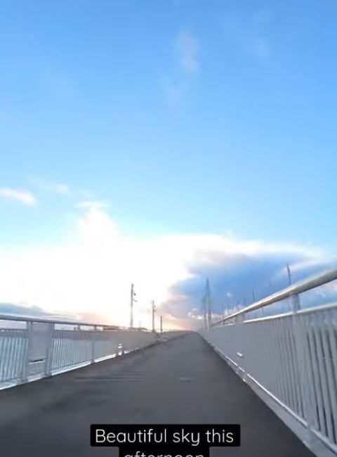 Screenshot from a video of a bike ride along the Bay Bridge Bike Path