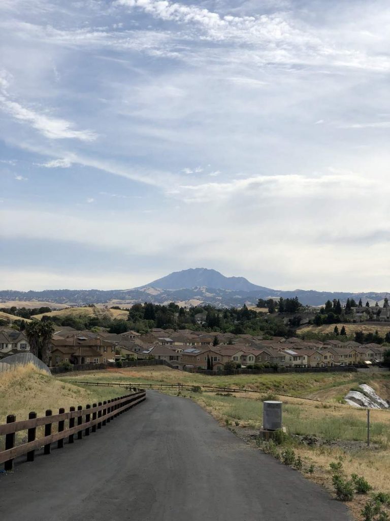 Mt. Diablo in the distance as seen while biking along the Via Delta de Anza trail