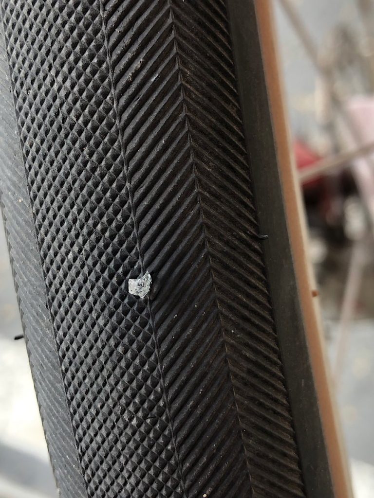 Glass shard in a bike tire