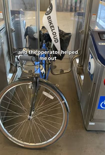 bike stuck in faregate at BART station